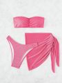 SHEIN Swim Y2GLAM Solid Color Strapless Swimsuit Set