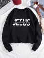 Teen Girl Letter Graphic Thermal Lined Sweatshirt