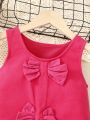 SHEIN Kids EVRYDAY Young Girl Solid Bow Front Dress Without Blouse