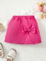 Baby Girls' Pink Skirt Pants With Bowknot Decoration