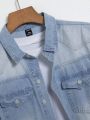 Men Flap Pocket Denim Shirt Without Tee