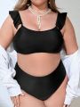 SHEIN Swim Chicsea Plus Size Solid Color Swimwear Top