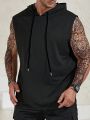 Men's Plus Size Hooded Drawstring Sleeveless Vest