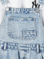 Boys' Denim Overalls With Distressed Finish, Suitable For Teenagers