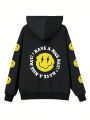 thegypsygoddess Women's Hoodie Sweatshirt With Slogan & Smile Face Print