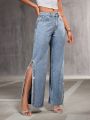 SHEIN BAE Ladies' Side Slit Denim Jeans