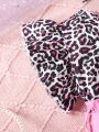 Baby Girls' Vintage Chic Leopard Print Belted Short Cool Bodysuit And Shorts Set