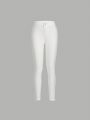 1pc Solid Color Skinny Jeans For Junior Girls