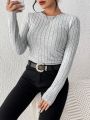 SHEIN Frenchy Solid Color Long Sleeve T-Shirt