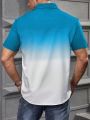 Extended Sizes Men's Gradual Change Short Sleeve Shirt