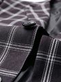 1pc Men's Plaid Notched Collar Single Breasted Suit