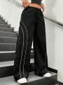 SHEIN Coolane Black Woven Women's Long Pants