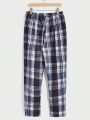 SHEIN Men Slogan Graphic Tee & Plaid Pants PJ Set