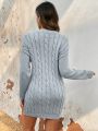 SHEIN Frenchy Women's Cable Knit Sweater Dress Without Waist Belt