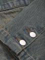 Dazy Star Women'S Drop Shoulder Water Wash Denim Jacket With Open Front