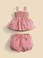 SHEIN Baby Girl Plaid Casual Comfortable Outfit