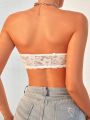 Lace Trim Ruched Bust Tube Top