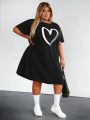 SHEIN CURVE+ Plus Size Heart Print Sleepwear Dress