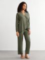 SHEIN Leisure Women's Solid Color Home Wear Set
