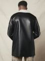 SHEIN Men Teddy Lined PU Leather Coat