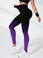 Yoga Party Ombre Print Tummy Control Sports Leggings