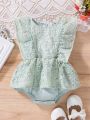 Baby Girl Ruffle Trim Lace Overlay Bodysuit