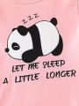 Tween Girl Panda & Slogan Graphic Tee & Pants PJ Set