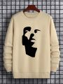 Men's Plus Size Face Printed Fleece Lined Hoodie