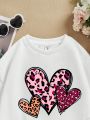 Tween Girl Heart Print Thermal Lined Sweatshirt