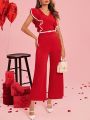 SHEIN Clasi Women Valentine's Day Flounce Wide Leg Jumpsuit