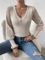 SHEIN LUNE Elegant Lantern Sleeve Sweater For Women