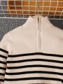 SHEIN Young Boy Striped Half Zip Sweater