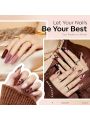 modelones Gel Nail Polish Kit -6 Colors Nude Gel Polish Set Raspberries Purple Neutral Brown Pearl Glitter Nail Polish Gel Soak Off LED Starter Gel Nail Kit Manicure DIY Nail Art Salon Home Gift