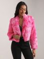 SHEIN Tie Dye Open Front Fuzzy Coat