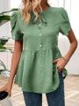 Women's Tie Front Petal Sleeve Blouse