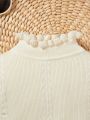 Baby Girls' Comfortable Leisure Half High Collar Sweater With Ruffle Hem And Cuff, Fashionable And All-match