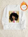 SHEIN Slayr Character & Letter Printed Fleece Sweatshirt