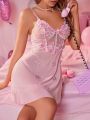 Floral Embroidery Mesh Cami Nightdress