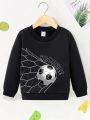 Young Boy Soccer & Letter Graphic Sweatshirt