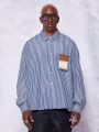 SUMWON Oversized Pinstripe Shirt With Badge Pocket