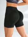 Yoga Basic Women's Solid Color Wide Waist Butt Lifting Workout Shorts