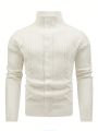 Men's Solid Stand Collar Cardigan With Front Button Closure