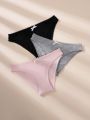 3pack Solid Bow Front Panty