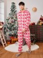 Men Christmas Print Hooded Teddy Sleep Onesie