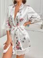 Women's Floral Pattern Bathrobe