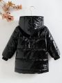 Young Girl Zip Up Hooded Plush Lined Puffer Coat