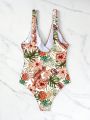 SHEIN Swim Vcay Women's One-Piece Swimsuit With Tropical Plant Print
