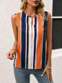 Color Block Striped Sleeveless Blouse/Tank Top