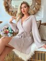 Solid Belted Lounge Robe