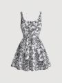 SHEIN MOD Women'S Floral Printed Strap Dress